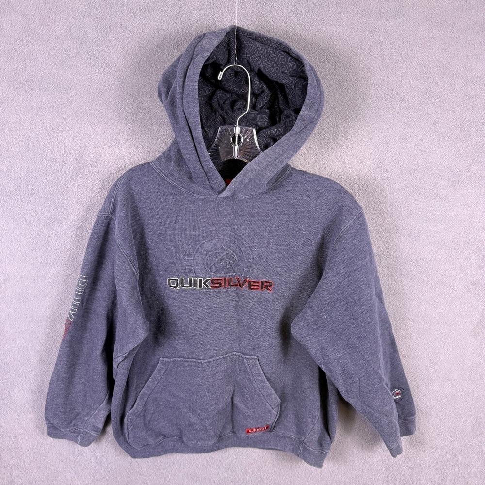 VTG Y2K Quicksilver Hoodie Boys Medium‎ Fade Surf Beach Grunge Five Hit EUC